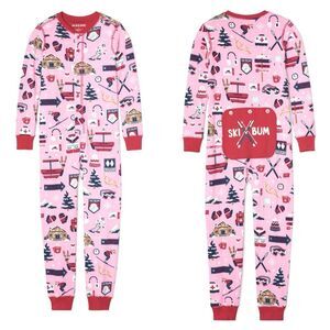 Little Blue House by Hatley Kids Union Suit Pink Ski Holiday 12 NWOT